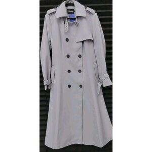 Ebossy Chou Y Atou Elegant Coat Jacket Size Large Gray Double Breasted